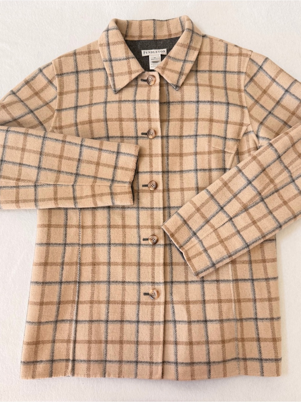 Pendleton Vintage Reversible Plaid Wool Button Up Shacket Coat Medium